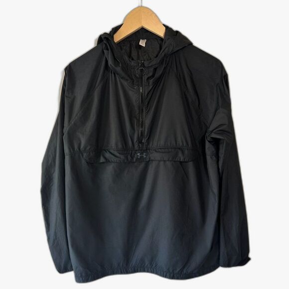 Under Armour Women's Black Anorak Poncho Windbreaker Running Jacket Size M - Picture 1 of 8